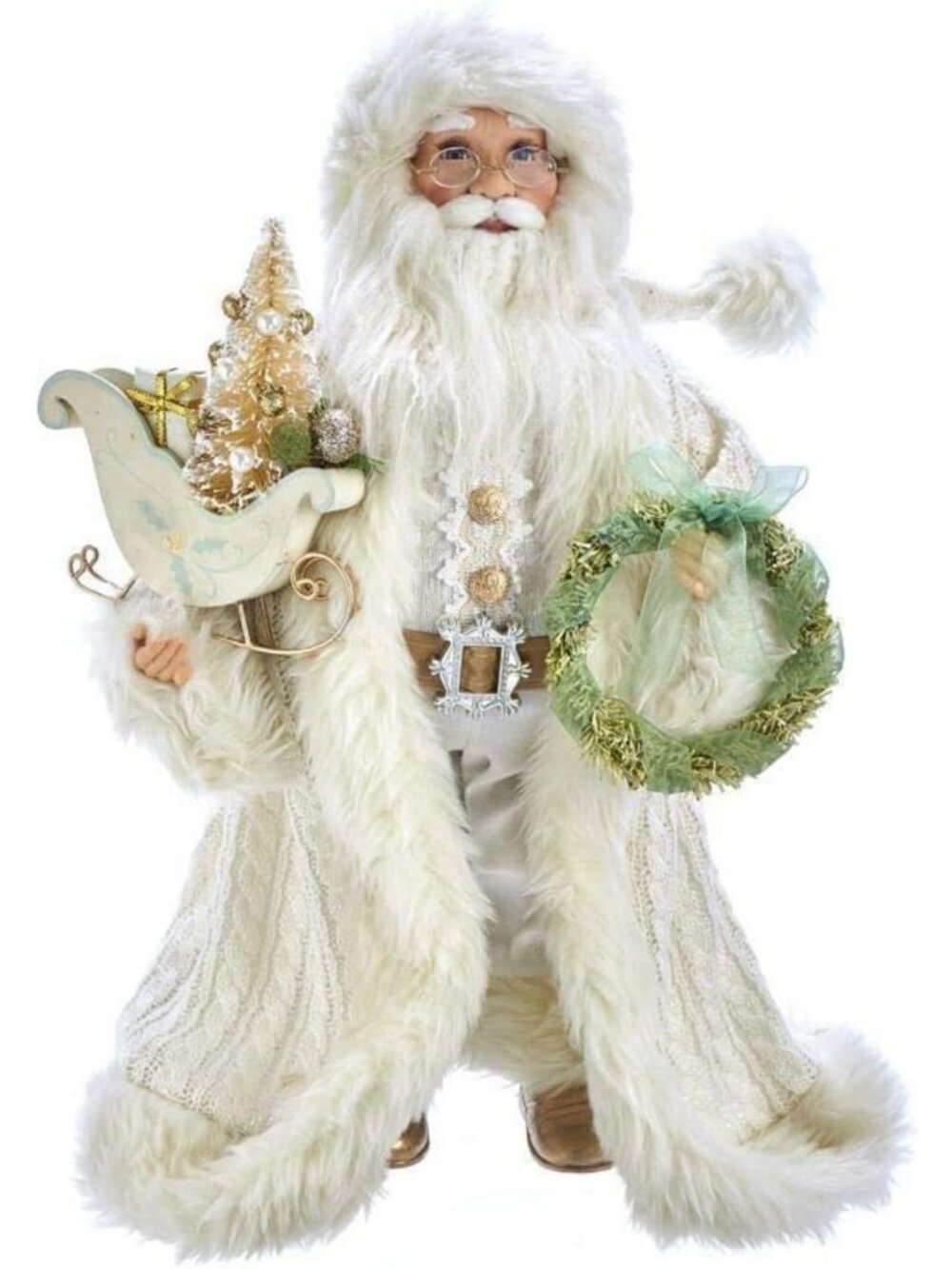 18" Tall White Santa Figurine - Festive Holiday Decor for Christmas Cheer